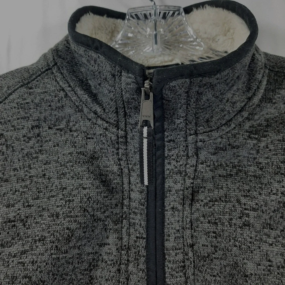 Orvis Mens Quarter Zip Sherpa Lined Fleece Pullover Sweater Gray Marl 1433070